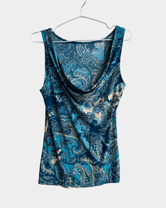 Blå paisley topp