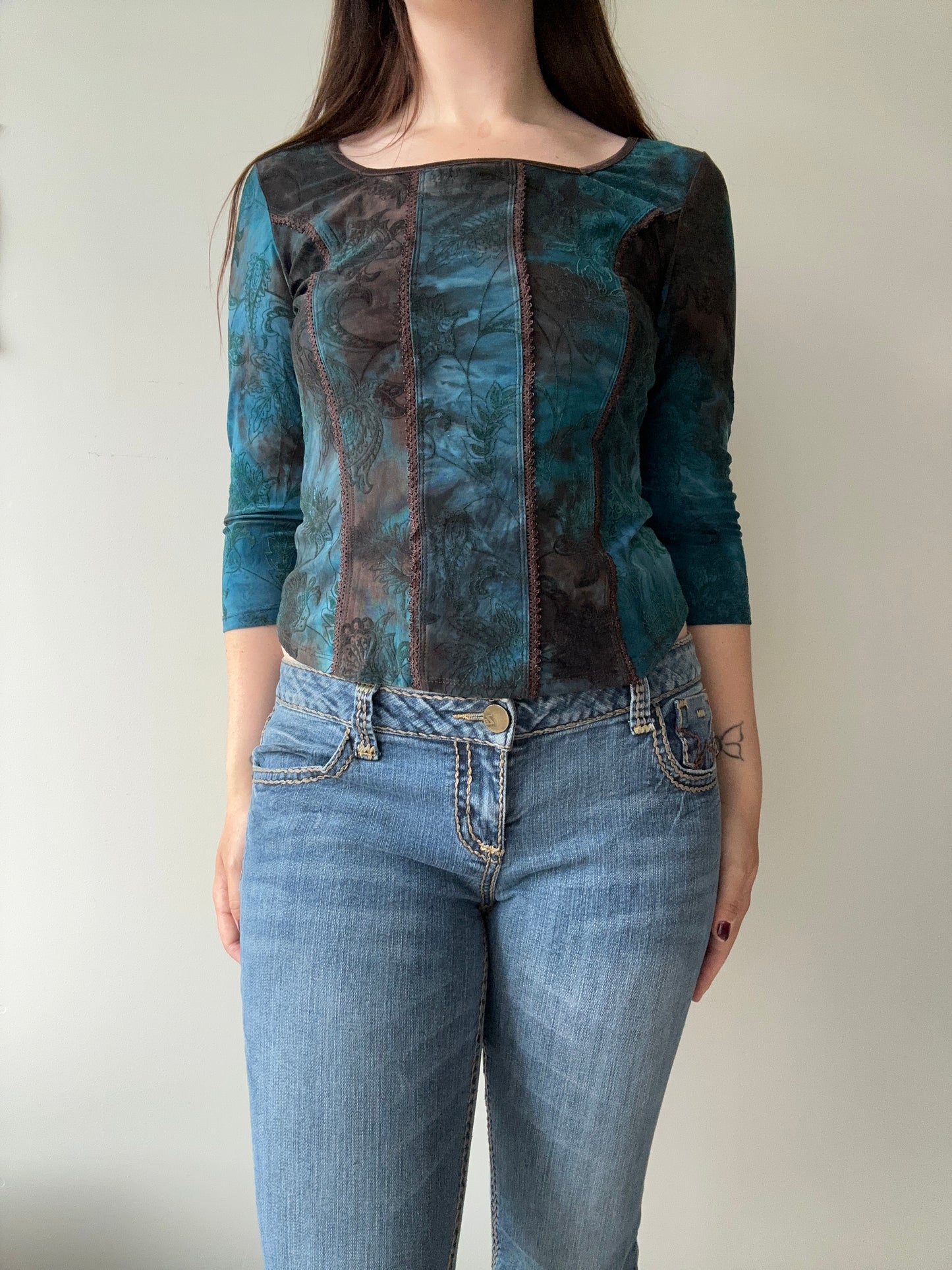 Dressbarn- blå/ brun topp